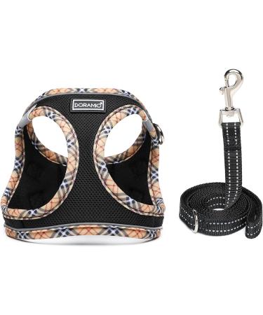 Doramio Dog Harness for Small Dogs & Cats | Reflective Breathable Anti-Pull Leash | Step-In Design | Perfect for Travel | Black Yellow (L) - Buy Online on GoSupps.com