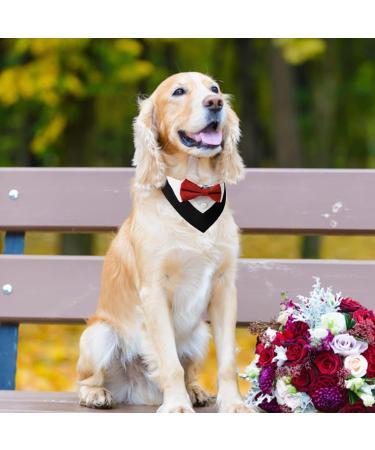 Hacraho Red Formal Tuxedo for Dogs & Cats - Cotton Neckerchief Wedding Collar with Fly & Tie Size L - Buy Online on GoSupps.com