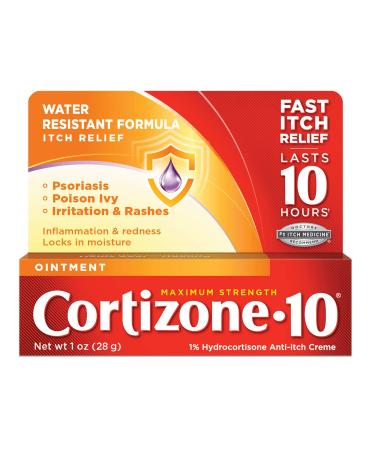 Cortizone 10 Maximum Strength Ointment 1 oz., 1% Hydrocortisone Ointment for Itch Relief