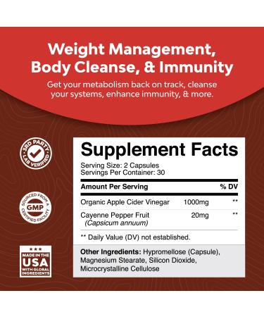 Nature's Craft Apple Cider Vinegar Weight Loss Booster - 60 Capsules for Effective Weight Management - Buy Online on GoSupps.com