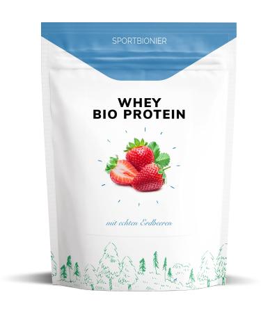 Organic Whey Protein powder Strawberry 500 g - 100 % natural protein shake only 2 ingredients & without additives - high -quality protein powder made of organic milk - Made in Austria strawberry 500 g (1 Pack)