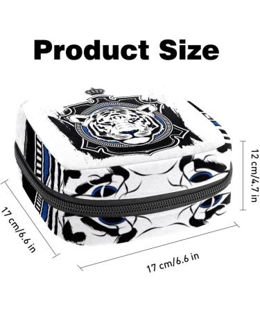 Menstruation Pad Bag with Zipper - Stylish Women's Napkin & Tampon Organizer (Black Royal Tiger) - Buy Online on GoSupps.com