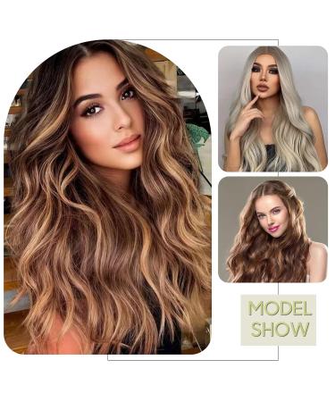 S-noilite 24 Full-Head Clip-In Wavy Hair Extensions - 8PCS Silver Gray Dip Dye 60cm Luxurious Long Hair for All Occasions - Buy Online on GoSupps.com