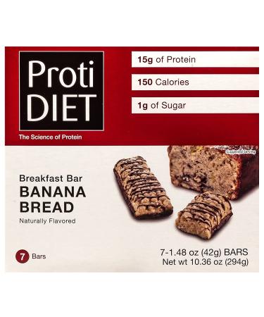 ProtiDiet Banana Bread Protein Bar (7/Box) - High Protein 15g, Low Calorie & High Fiber - Buy Online on GoSupps.com