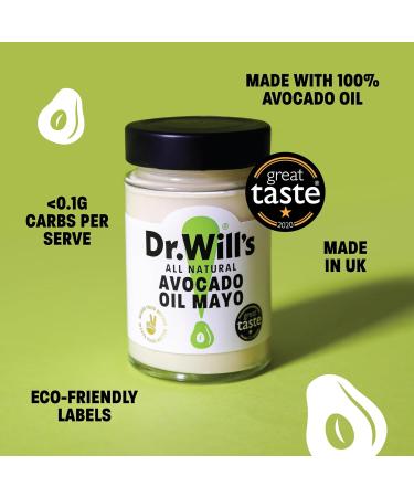  Dr Will's Dr Will's Natural Avocado Mayonnaise - Ideal for Keto & Paleo Diets - Sugar Gluten Free & Dairy Free - 2 x 175g Jars - Buy Online on GoSupps.com