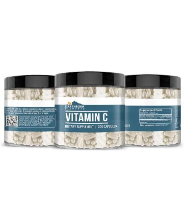 Earthborn Elements Vitamin C 200 Capsules - Pure & Undiluted Formula Without Additives - Buy Online on GoSupps.com