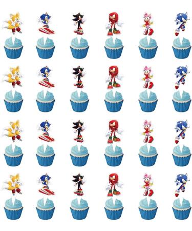 49Pcs Blue Hedgehog Cake Topper Cupcake Decoration - Birthday Party Supplies 2022 - Sonic the Hedgehog Theme - Buy Online on GoSupps.com