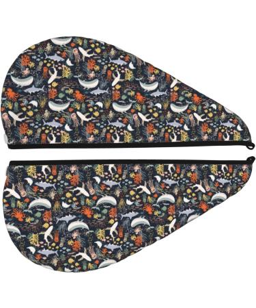 Marine Life Microfiber Hair Towel - Soft Super Absorbent Coral Velvet Wrap for Long Curly & Thick Hair - Quick Dry Cap for Women - Buy Online on GoSupps.com