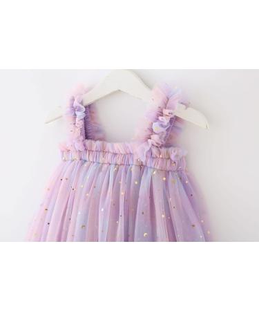 PythJooh Baby Girl Tulle Dress with Butterfly Wings | Toddler Sleeveless Tutu Princess Dress for 0-4 Years | 18-24 Months | Starry Purple - Buy Online on GoSupps.com
