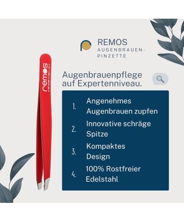 REMOS Professional Red Tweezers with Extra Fine Tips for Precise Eyebrow Plucking - Ideal for Flawless Grooming - Buy Online on GoSupps.com