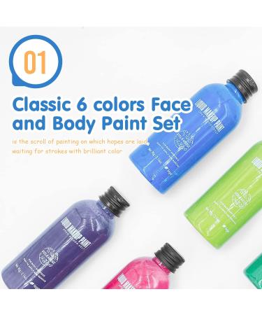 VIOLA HOUSE 6 Colors Liquid Face & Body Paint Set, Fluorescent Green, with 3 Brushes - Great for Halloween Party & Cosplay Makeup - Buy Online on GoSupps.com