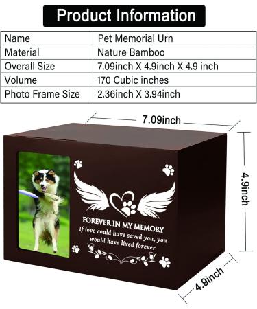BAMTALK Pet Memorial Urn for Ashes & Photo Frame | Wooden Bamboo Nature Urn for Dogs & Cats | Pet Cremation Keepsake Box for Loss Remembrance | Walnut Finish - Buy Online on GoSupps.com