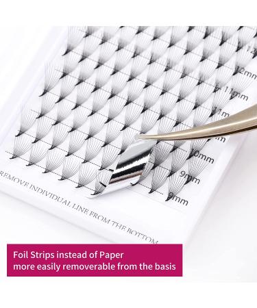 10D Premade Volume Fans Eyelash Extensions - 0.07 Thickness | D Curly | Pointed Base | Middle Stem | 8-14mm - Buy Online on GoSupps.com