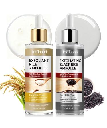 Peel Shot Glow Rice Peeling Ampoule Gentle Black & White Rice Exfoliating Face Serum for Face & Body Shrink Pores & Deeply Hydrating For All Skin Types 3.38 Fl Oz (Pack of 2) Black White Rice