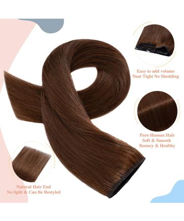 Clip in Hair Extensions Human Hair One Piece 5 Clips - 100% Real Remy Human Hair Extensions Clip In Thin Weft 16 Inch (45 g) #4 Medium Brown 16 Inch (45 g) #4 Medium Brown - Buy Online on GoSupps.com