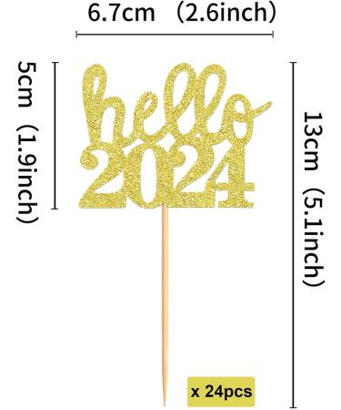 UXYOKM 24Pcs New Years Cupcake Toppers Gold Glitter Hello 2024 Cupcake Picks New Years Theme Eve Party Decorations Supplies Gold-hello 2024 - Buy Online on GoSupps.com