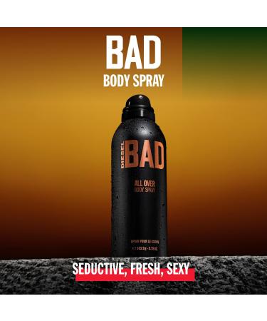 Diesel Bad Deodorizing Body Spray for Men Seductive Fresh Masculine and Sexy Scent Notes of Bergamot Tobacco and Caviar Accord - Buy Online on GoSupps.com