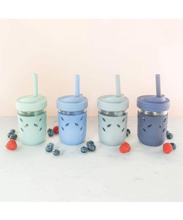 Elk and Friends Glass Mason Jar Kids Cups - 8 oz with Silicone Straws | Toddler Smoothie & Sippy Cups - Buy Online on GoSupps.com