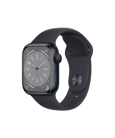 Apple Watch Series 8 GPS 41mm Smart Watch w/Midnight Aluminum Case with Midnight Sport Band - M/L. Fitness Tracker, Blood Oxygen & ECG Apps, Always-On Retina Display, Water Resistant 41mm M/L - fits 150200mm wrists 41mm Midnight Aluminium Case w Midnight 
