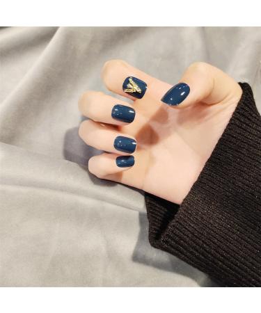 Press on Nails Short Fake Nails 24Pcs Shiny Blue False fingernail with Self-Adhesive Jelly Nail Glue Tabs Press On False Nails - Buy Online on GoSupps.com