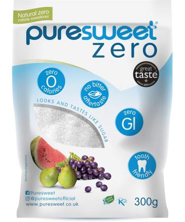 Puresweet Zero 100% Natural Zero Calorie Sweetener No Bitter Aftertaste Diabetic Friendly Tooth Friendly Vegan Non GMO - 10.58 Oz