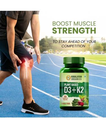 Plant Based 600iU Supplement | Vitamin D3(Lichen) + K2(Menaquinone Mk7) | Faster Absorption | Boost Immunity | Healthy Bones -120 Veg Capsules - Buy Online on GoSupps.com