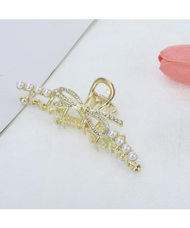 VOCOSTE Hair Clip Classic Faux Pearl Bow Hair Clip for Women Gold Tone - Buy Online on GoSupps.com