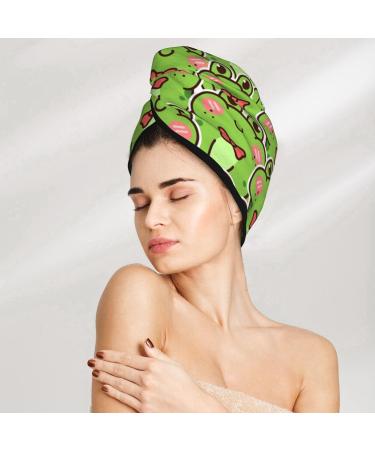 Buy Cute Green Frog Microfiber Hair Towel - Soft Super Absorbent Quick Dry Wrap for Long Curly & Thick Hair - Buy Online on GoSupps.com