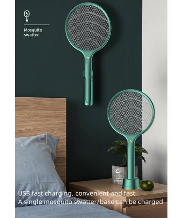 Mosquito Repellent Outdoor Electric Mosquito swatter Electric Shock Mosquito Killer Dual-use USB Rechargeable Home and Outdoor can be Used Green Base+wall Mount+plug - Buy Online on GoSupps.com