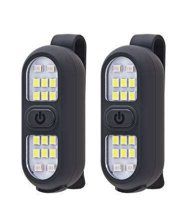 2 Pack Clip on Flashlights Running Light for Runners Rechargeable Safety Lights for Walking at Night Hands Free Flashlight Portable LED Work Light Warning Flashing Camping Hiking Walking Dog Black 2 Pack Black - Buy Online on GoSupps.com