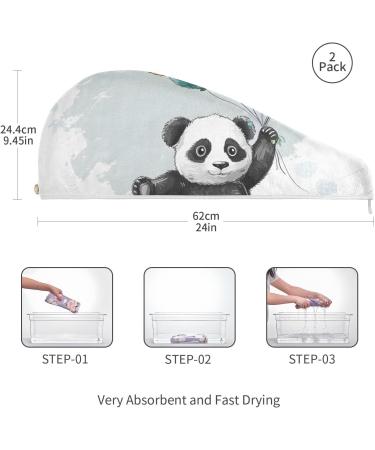 Buy Panda Bear Summer Hair Towel 2 Pack - Super Absorbent Quick Dry Hair Turbans for Women & Girls - Buy Online on GoSupps.com