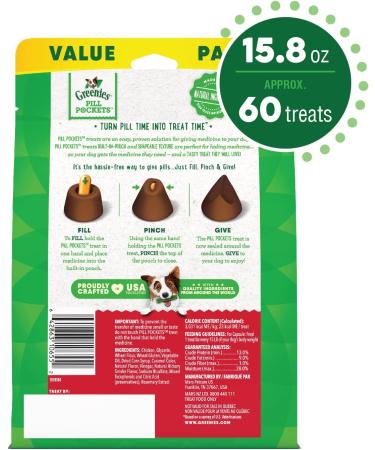 GREENIES Pill Pockets Natural Dog Treats - Hickory Smoke Flavor - 15.8oz - Capsule Size - Pack of 1 - Buy Online on GoSupps.com
