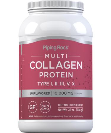 Piping Rock Multi Collagen Protein Powder | 32oz | Supplement for Women and Men | Types I II III V X | Unflavored | Non-GMO Gluten Free