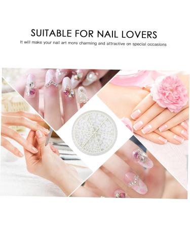 Ipetboom 1 Box Nail Decorations Pearl Flatback Beads Round Flatback Bulk Crafts Gemstones Bulk Pearl Manicure Ornament Nail Art Decoration Pearl Nail Charm Diamond Abs White Delicate 3d 6.5X6.5X1cm White - Buy Online on GoSupps.com