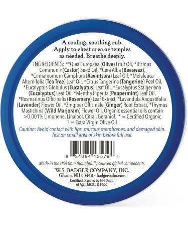 Badger Aromatic Chest Rub - Eucalyptus & Mint 2 oz | Soothing Relief - Buy Online on GoSupps.com