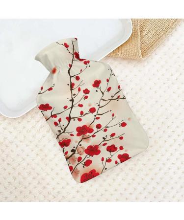Peach Blossom Hot Water Bottle with Plush Cover | Hand Warmer for Adults & Children - 26.5x15.3cm | International Shipping Available - Buy Online on GoSupps.com