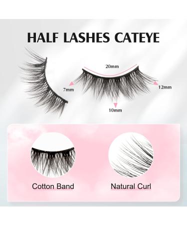 Parrarri Half Eyelashes - 10 Pairs Cat Eye 3D Reusable Fake Lashes | Premium Quality Artificial Eyelashes H-16 - Buy Online on GoSupps.com