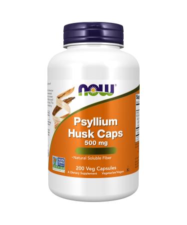 Now Foods Psyllium Husks 500mg 200 Vegan Capsules Lab-Tested SOYA Free Gluten Free Vegetarian Non-GMO
