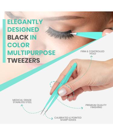 KICHLY Professional Eyebrow Tweezers Set - 4 Multi-Colored Tweezers & Travel Leather Case for Precision Plucking - Buy Online on GoSupps.com