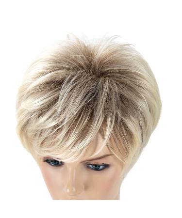 Short Blonde Pixie Cut Synthetic Wig for White Women - Natural Layered Short Hair Wig in Mixed Blonde Tones - Buy Online on GoSupps.com