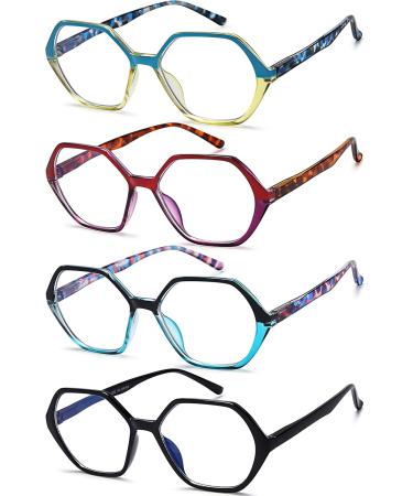 EYEURL Blue Light Blocking Reading Glasses for Women - 4-Pack Vintage Diamond-Shaped Frames Lightweight Anti-Glare Readers Perfect for 3.0 Magnification - Buy Online on GoSupps.com