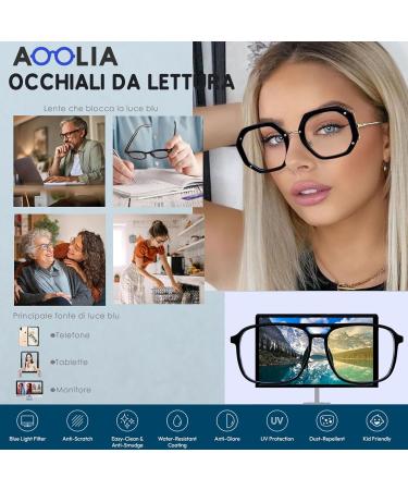 Aoolia Women s Vintage Geometric Reading Glasses - TR+Metal Frame Blue Light Protection Full Frame - 1 Diopter for Men & Women - Buy Online on GoSupps.com