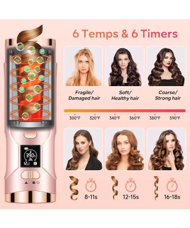 Upgraded Cordless Automatic Curling Iron - Portable Hair Curler with 6 Temperatures & Timers 5000mAh Rechargeable Battery - Buy Online on GoSupps.com