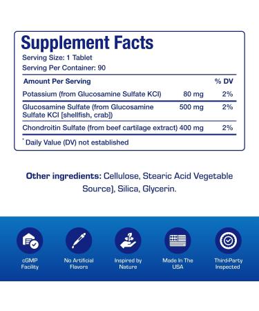 Advanced Glucosamine and Chondroitin for Adults - Clinical Formula Naturally Derived Bone Joint Tendon and Ligament Supplement with High Strength Glucosamine Complex - Up to 90 Day Supply - Buy Online on GoSupps.com