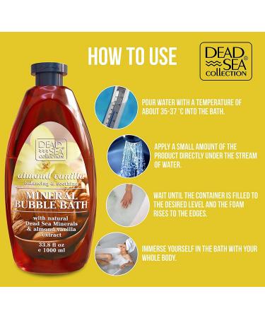Dead Sea Collection Bubble Bath for Women and Men - with Almond Vanilla Oil and Pure Minerals - Nourishing and Moisturizing Skin - Pack of 2 (2000 ml) - Buy Online on GoSupps.com