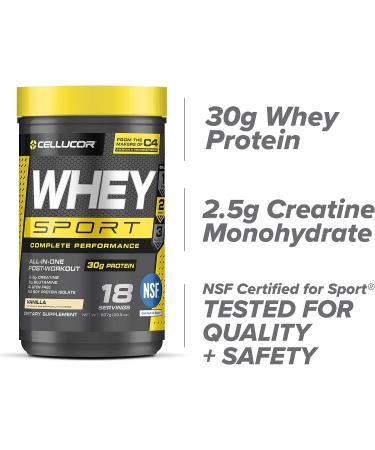 Cellucor Whey Sport Protein Powder Vanilla | Post Workout Recovery Drink with Whey Protein Isolate  Creatine & Glutamine | 18 Servings Vanilla 18 Servings (Pack of 1) - Buy Online on GoSupps.com