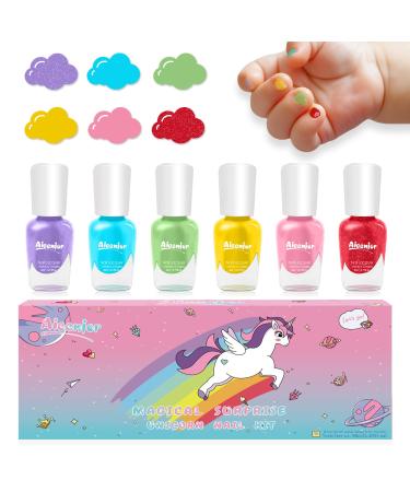 Kids Nail Polish Non-Toxic Nail Polish Set for Toddler Water-Based Quick Drying Peel-off Nail Polish for Kids 6 Color Rainbow Party Holiday Favors Party Favors for kids Makeup Age 2+