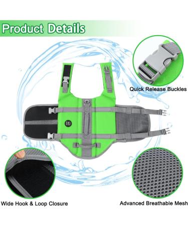 Emust Dog Rescue Vest - High Buoyancy Life Jacket for Swimming & Boating - Perfect for Small Medium & Large Dogs - New Green - Buy Online on GoSupps.com