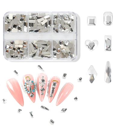FEIlei Clear Glass Crystal Nail Rhinestones 3D Nail Gems Nail Diamond Mixed Nail Stones - Buy Online on GoSupps.com
