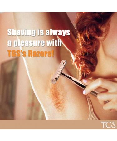 Double Edge Safety Razor for Men & Women | Reusable Metal Razor with Long Handle + 10 Blade Refill (Rose Gold) - Eco-Friendly Shaving Solution - Buy Online on GoSupps.com